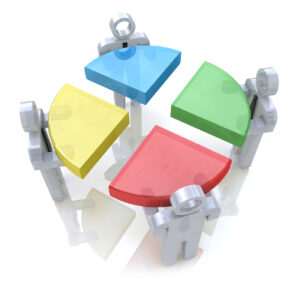Bussines chart and people. Teamwork concept. 3d render in the design of information related to teamwork
